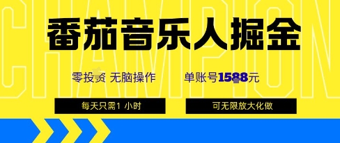 番茄音乐人掘金，单账号最高可撸1k+，可无限矩阵去做，零投入-佳腾网赚