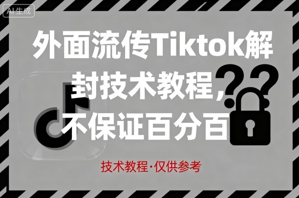 外面流传Tiktok解封技术教程，不保证百分百，具体自测-佳腾网赚