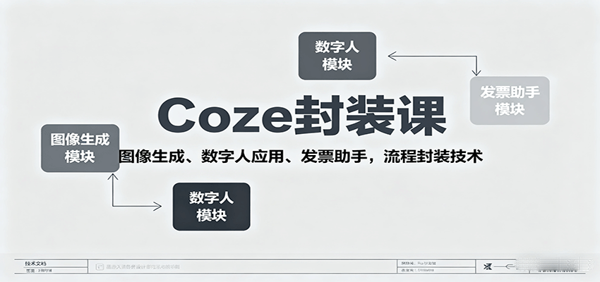 Coze封装课，图像生成、数字人应用、发票助手，流程封装技术-佳腾网赚