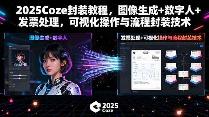 2025Coze封装教程，图像生成+数字人+发票处理，可视化操作与流程封装技术-佳腾网赚