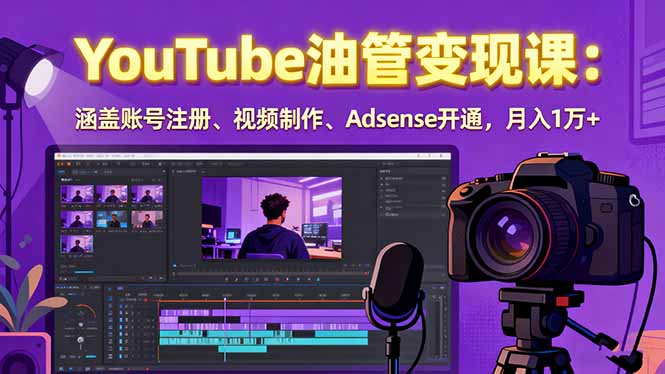 2025YouTube油管变现课：涵盖账号注册、视频制作、Adsense开通，月入1万+-佳腾网赚