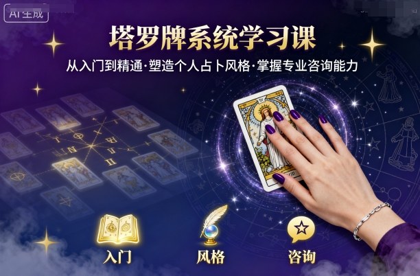 塔罗牌系统学习课，助你从入门到精通，塑造个人占卜风格，掌握专业咨询能力-佳腾网赚