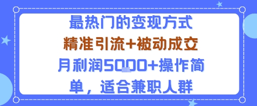 小众赛道玩法：当下最热门的变现方式，精准引流+被动成交月利润5k+操作简单，适合兼职人群-佳腾网赚