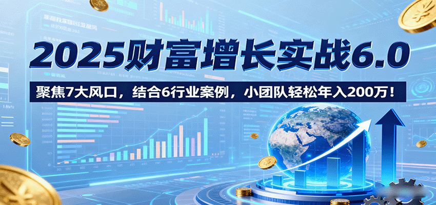 2025财富增长实战6.0，聚焦7大风口，结合6行业案例，小团队轻松年入200万！-佳腾网赚