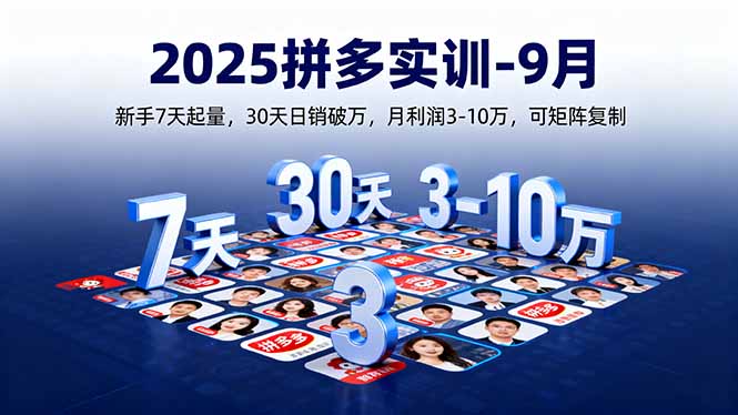 2025拼多多实训-9月：新手7天起量,30天日销破万,月利润3-10万,可矩阵复制-佳腾网赚