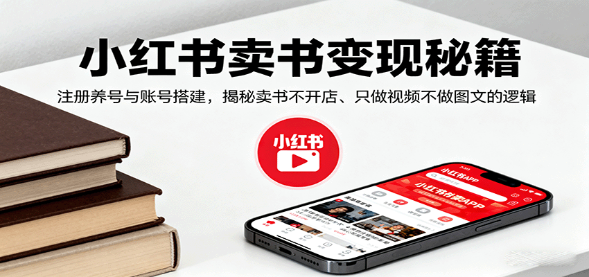 小红书卖书变现秘籍，注册养号与账号搭建，揭秘卖书不开店、只做视频不做图文的逻辑-佳腾网赚