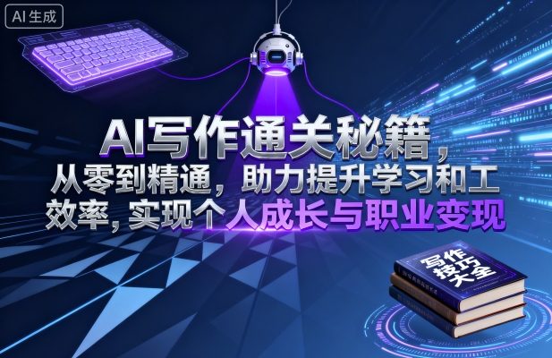 AI写作通关秘籍，从零到精通，助力提升学习和工作效率，实现个人成长与职业变现-佳腾网赚