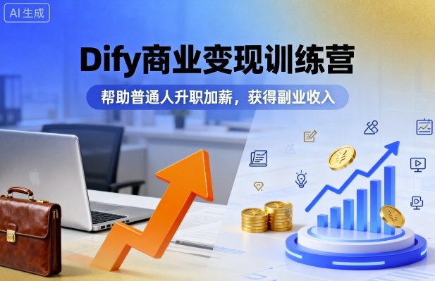 Dify商业变现训练营，帮助普通人升职加薪，获得副业收入-佳腾网赚