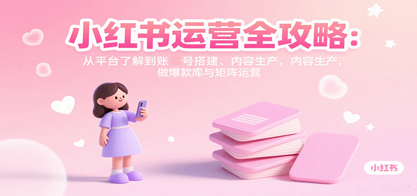小红书运营全攻略：从平台了解到账号搭建、内容生产，做爆款库与矩阵运营-佳腾网赚