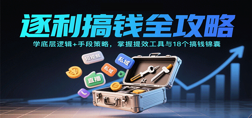 逐利搞钱全攻略：学底层逻辑+手段策略，掌握提效工具与18个搞钱锦囊-佳腾网赚