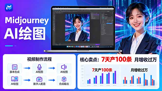 AI绘图照片开口说话视频制作：Midjourney+数字人，7天产100条月增收过万-佳腾网赚
