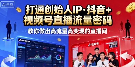 25年直播9-10两期线下课，打通创始人IP，抖音+视频号直播流量密码，教你做出高流量高变现的直播间-佳腾网赚