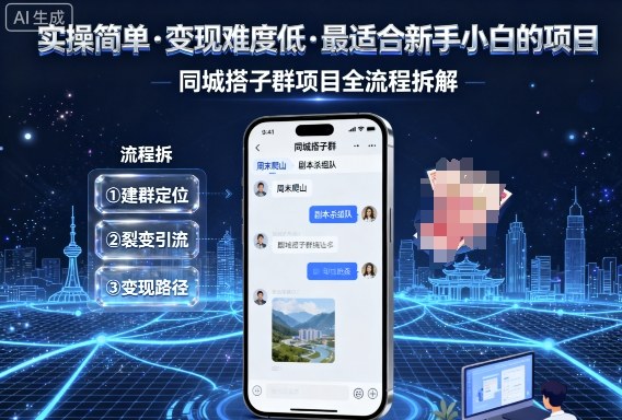 实操简单，变现难度低，最适合新手小白做的项目，每天轻松收入3张，同城搭子群项目全流程拆解-佳腾网赚