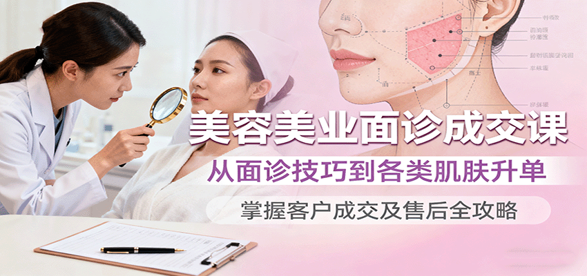 美容美业面诊成交课，从面诊技巧到各类肌肤升单，掌握客户成交及售后全攻略-佳腾网赚
