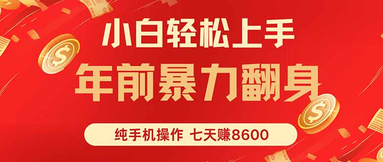 七天狂赚8600，小白纯手机操作，日入1000+-佳腾网赚