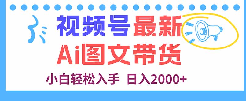 视频号最新AI图文带货，每天几分钟，小白轻松入手，日入2000+-佳腾网赚
