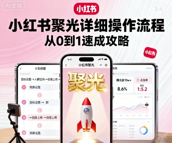 小红书聚光详细操作流程，小红书聚光从0到1速成攻略-佳腾网赚