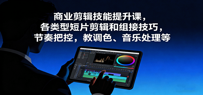 商业剪辑技能提升课，各类型短片剪辑和组接技巧，节奏把控，教调色、音乐处理等-佳腾网赚