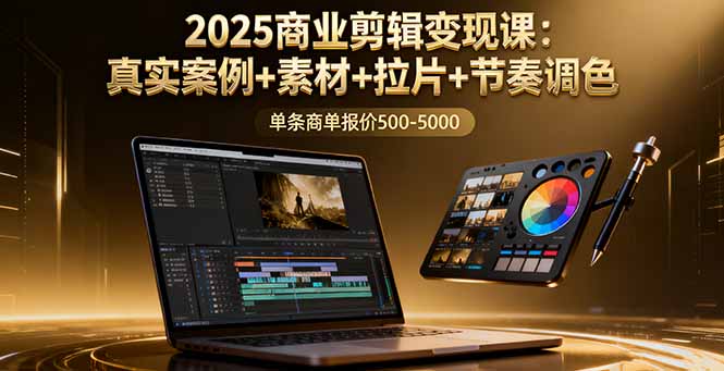 2025商业剪辑变现课：真实案例+素材+拉片+节奏调色，单条商单报价500-5000-佳腾网赚