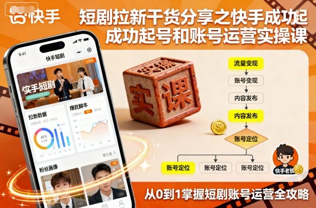 短剧拉新干货分享之快手成功起号和账号运营实操课-佳腾网赚