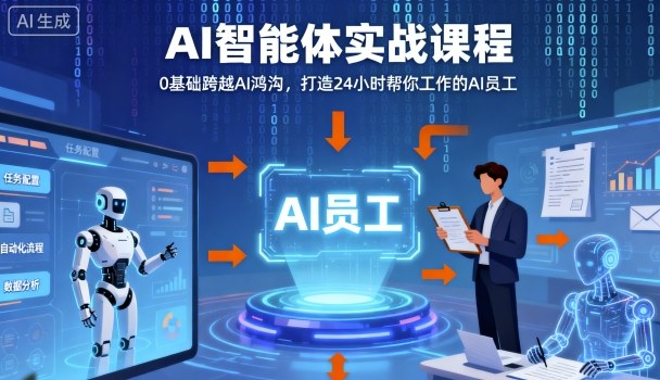 Ai智能体实战课程，0基础跨越Ai鸿沟，打造24小时帮你工作的Ai员工，打破常规，以实战定义Ai-佳腾网赚