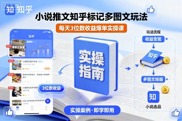小说推文知乎标记多图文玩法，每天3位数收益爆单实操课-佳腾网赚