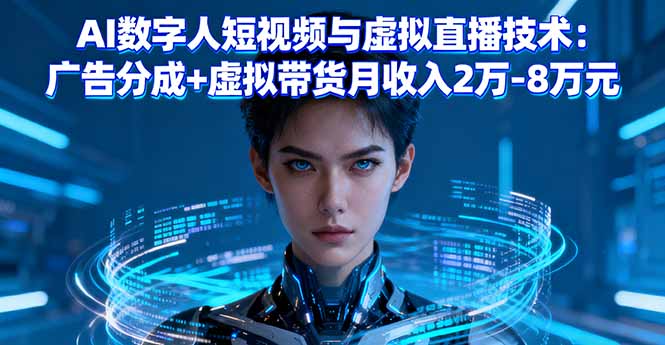 AI数字人短视频与虚拟直播技术：广告分成+虚拟带货月收入2万-8万元-佳腾网赚