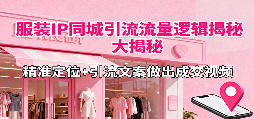 服装IP同城引流流量逻辑大揭秘，精准定位+引流文案做出成交视频-佳腾网赚