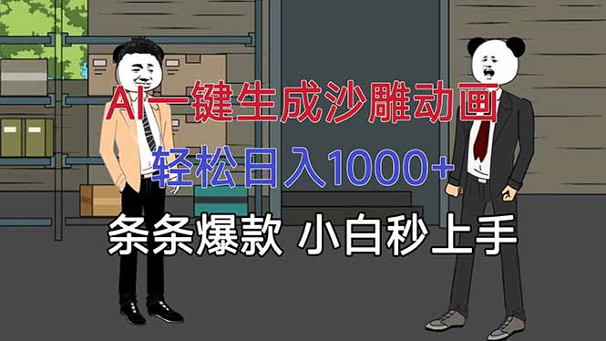 AI一键生成沙雕动画，轻松日入1000+，条条爆款，小白秒上手-佳腾网赚