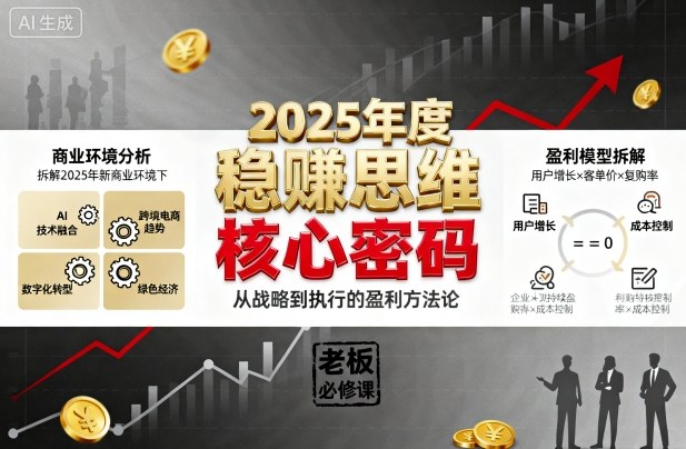 2025年度稳賺思维老板创业营，拆解2025年新商业环境下，企业实现持续盈利的核心密码-佳腾网赚