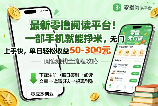最新零撸阅读平台！一部手机就能挣米，无门槛上手快，单日轻松收益50-3张【揭秘】-佳腾网赚