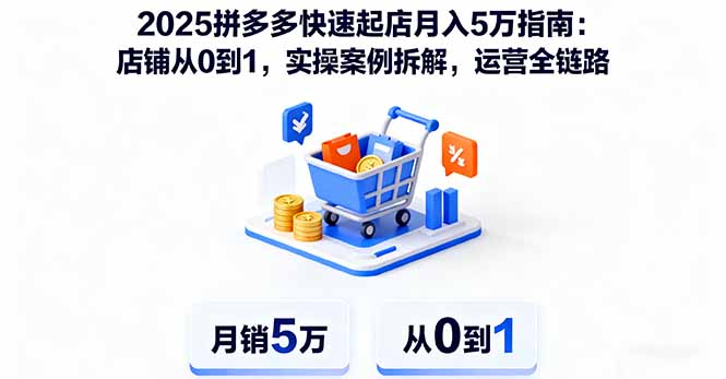 2025拼多多快速起店月入5万指南：店铺从0到1，实操案例拆解，运营全链路-佳腾网赚