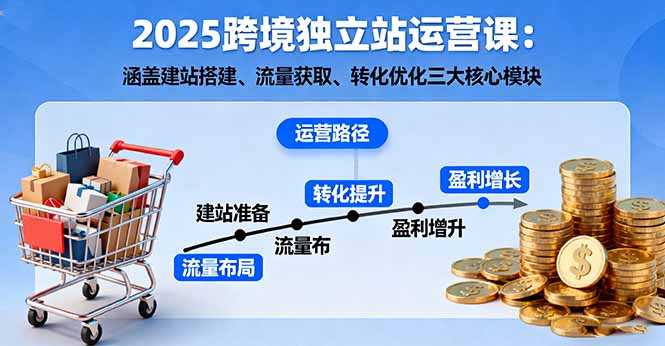 2025跨境独立站运营课：涵盖建站搭建、流量获取、转化优化三大核心模块-佳腾网赚