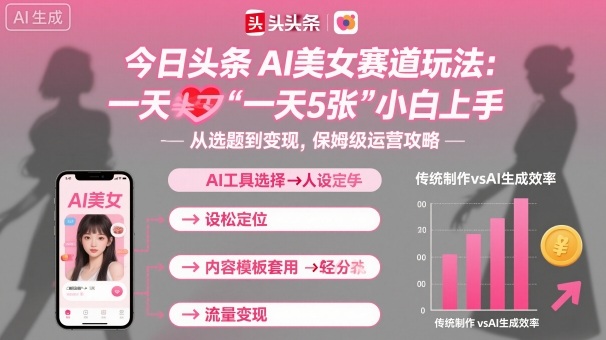 今日头条AI美女赛道玩法，一天轻松5张，小白轻松上手-佳腾网赚