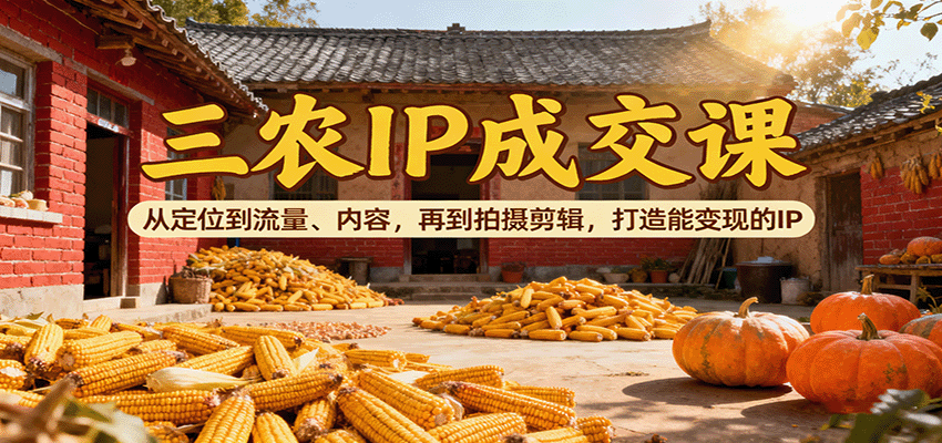 三农IP成交课：从定位到流量、内容，再到拍摄剪辑，打造能变现的IP-佳腾网赚