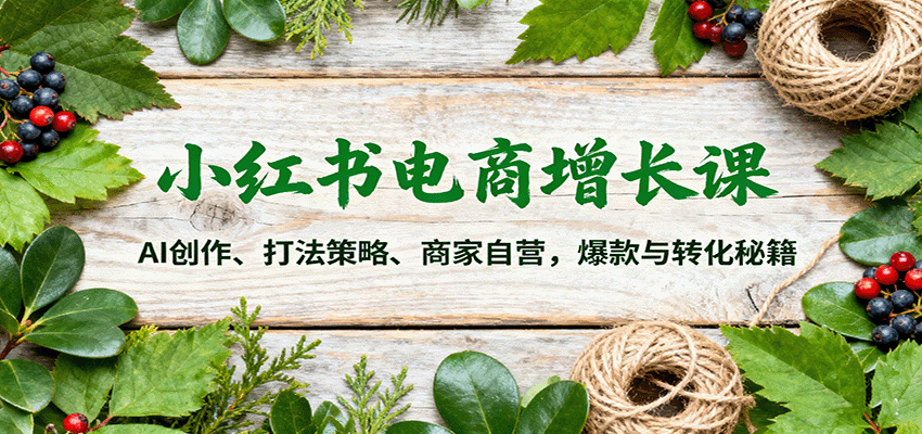 小红书电商增长课：AI创作、打法策略、商家自营，爆款与转化秘籍-佳腾网赚