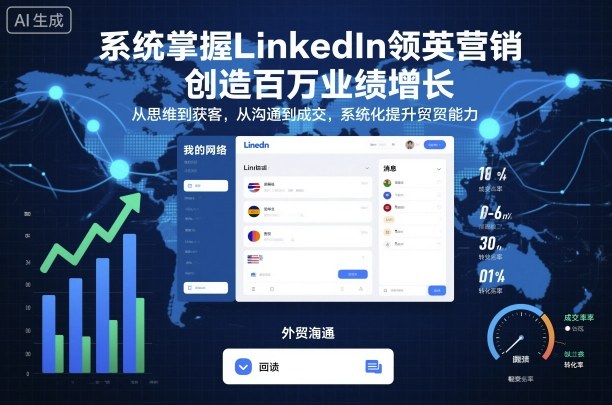 系统掌握LinkedIn领英营销，创造百万业绩增长，从思维到获客，从沟通到成交，系统化提升外贸能力-佳腾网赚