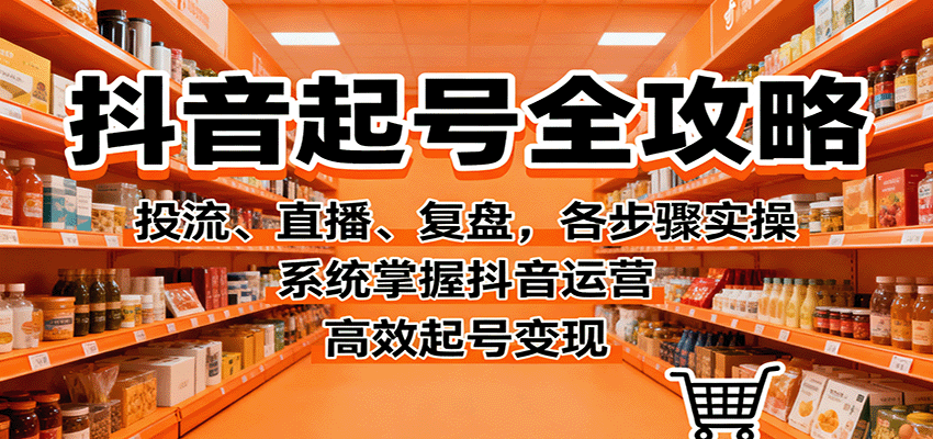 抖音起号全攻略，投流、直播、复盘，各步骤实操，系统掌握抖音运营，高效起号变现-佳腾网赚