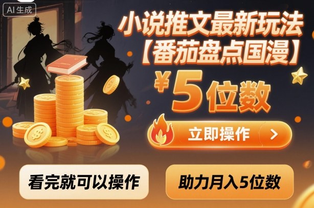 小说推文最新玩法，助力月入5位数【番茄盘点国漫】玩法，看完就可以操作-佳腾网赚