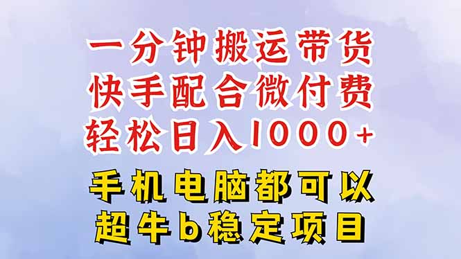 快手黑科技一分钟搬运带货，一刀不剪过原创，微付费投流玩法，轻松日入...-佳腾网赚