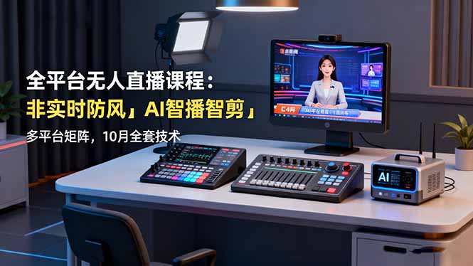 全平台无人直播课程：非实时防风＋AI智播智剪＋多平台矩阵，10月全套技术-佳腾网赚