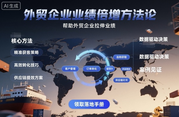 外贸企业业绩倍增方法论，帮助外贸企业拉伸业绩-佳腾网赚