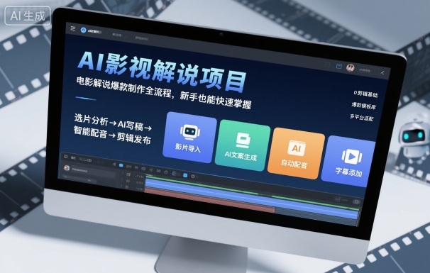 AI影视解说项目，电影解说爆款制作全流程，新手也能快速掌握-佳腾网赚