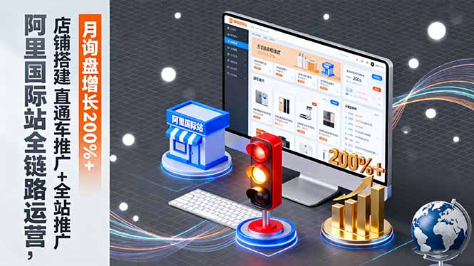 阿里国际站全链路运营，店铺搭建+直通车推广+全站推广，月询盘增长200%+-佳腾网赚