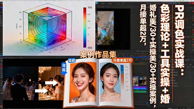 PR调色实战课：色彩理论+工具实操+婚礼医美/30+实操案例，月接单超2万-佳腾网赚