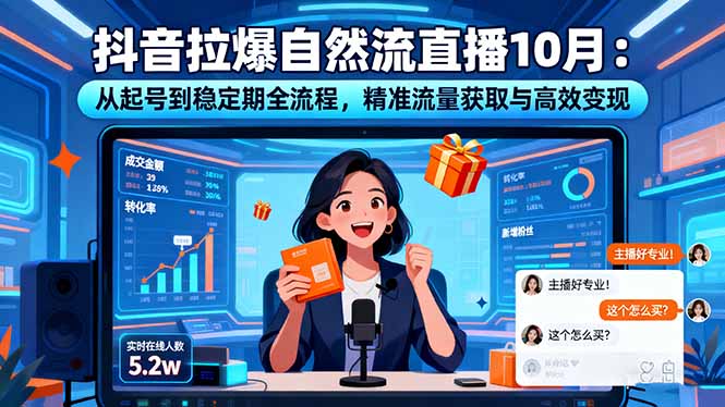 抖音拉爆自然流直播10月：从起号到稳定期全流程，精准流量获取与高效变现-佳腾网赚