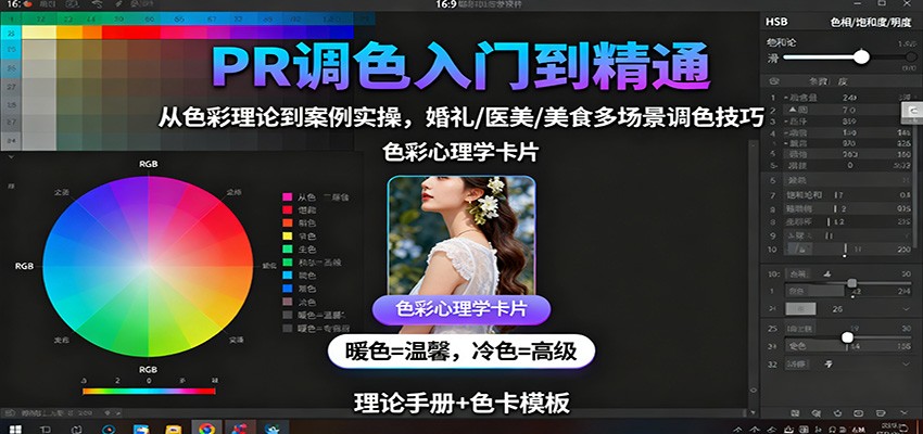 PR调色入门到精通：从色彩理论到案例实操，婚礼/医美/美食多场景调色技巧-佳腾网赚