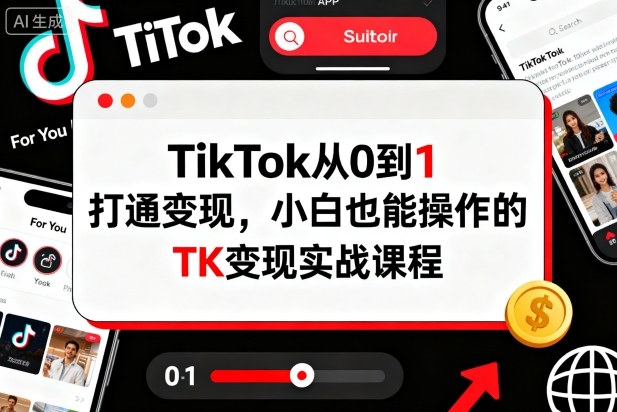 TikTok从0到1打通变现，小白也能操作的TK变现实战课程-佳腾网赚