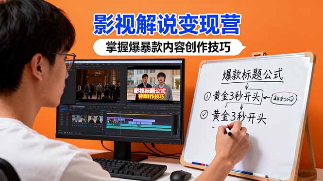 影视解说变现营：通过30+实战案例爆款内容创作技巧，掌握影视解说盈利密码-佳腾网赚
