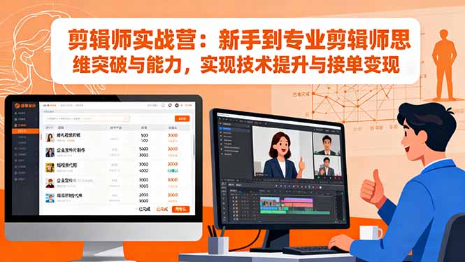 剪辑师实战营：新手到专业剪辑师思维突破与能力，实现技术提升与接单变现-佳腾网赚